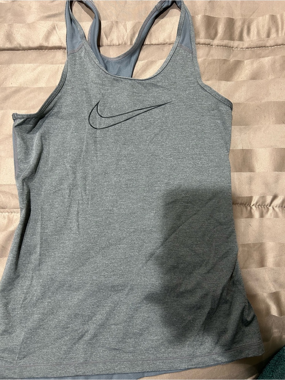 Nike Gray Racerback Tank with Black Swoosh